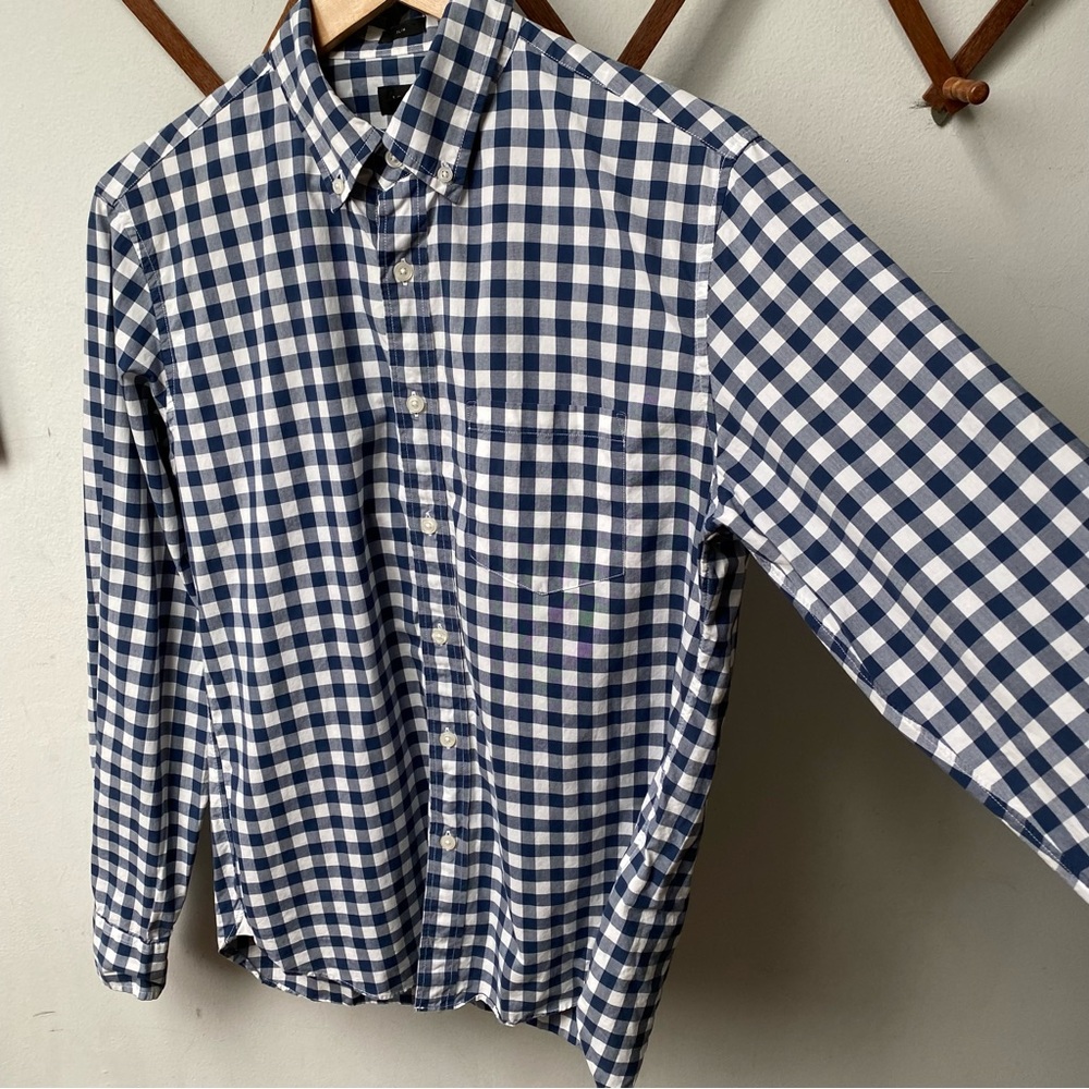 J Crew Checkered Slim Fit Oxford Button Down Shirt - Picture 5 of 9